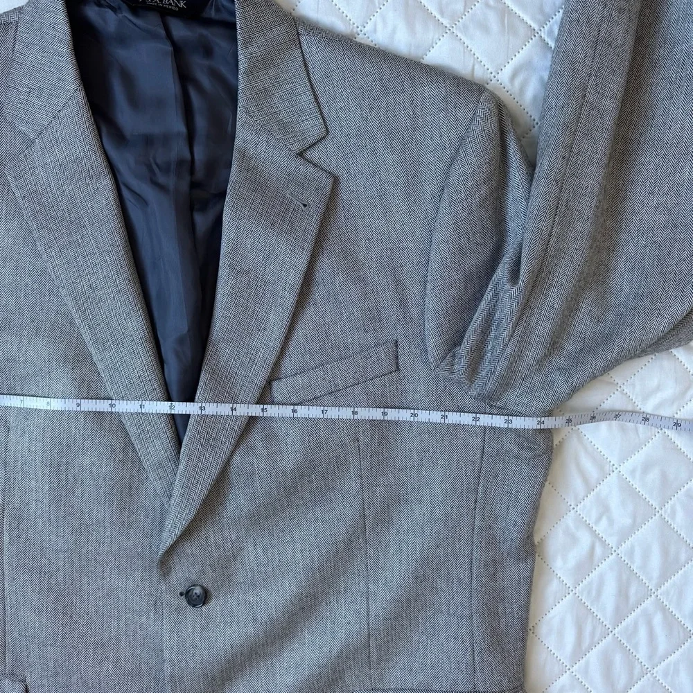 Jos. A. Bank Signature Men’s 46R L Suit Jacket Silk Camelhair Gray Herringbone